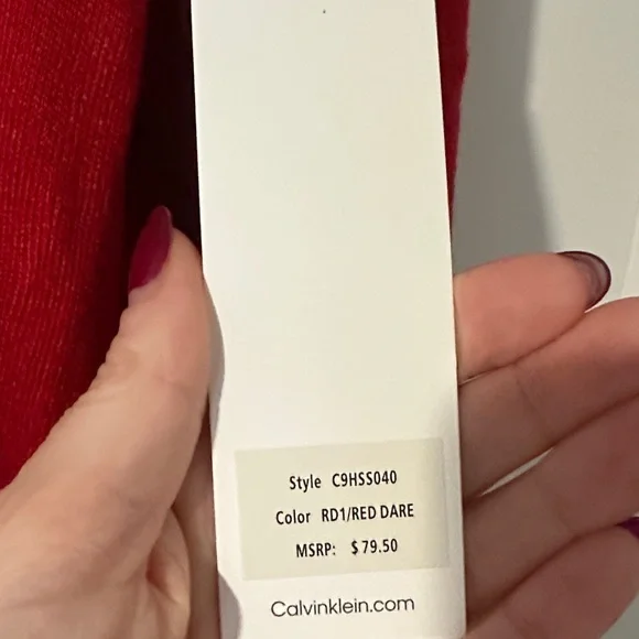 Calvin Klein Red Cowl Neck Sweater - Picture 3 of 4